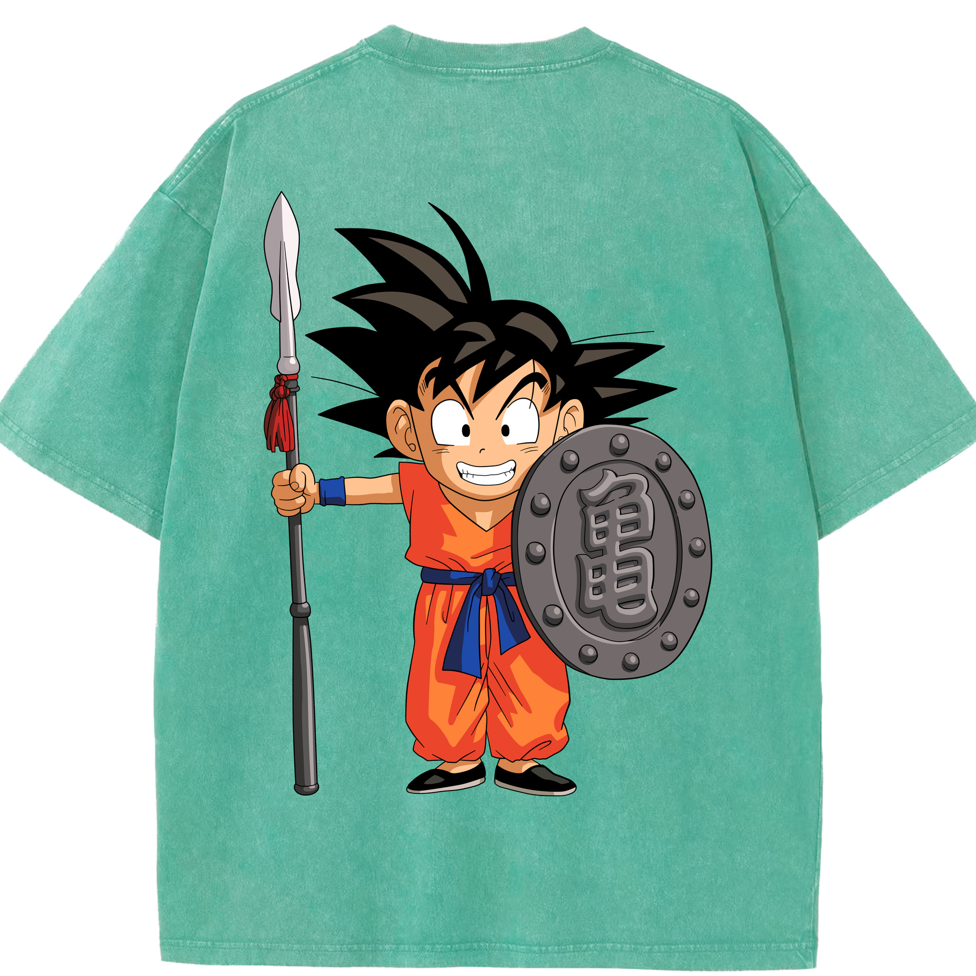 （画像用） ドラゴンボール 孫悟空（そん ごくう）Son Goku カカロット DRAGON BALL Kakarotto 綿100% ヴィンテージ風 半袖Tシャツ（背面プリント）